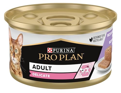 Purina Pro Plan Nassfutter für Katzen, Erwachsene, Delicate Mousse, reich an Truthahn, 24 Dosen à 85 g von Pro Plan
