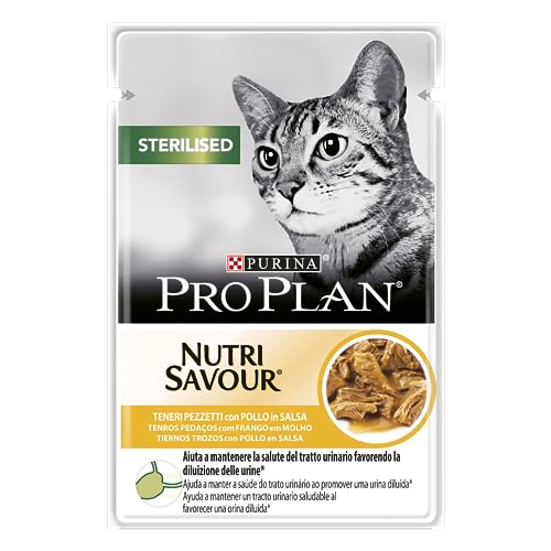 Purina Pro Plan Nassfutter für Katzen, sterilisiert mit Hühnchen in Sauce, 26 x 85 g von Pro Plan