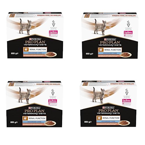 Purina Pro Plan Veterinary Diets NF RENAL Function Advanced Care Lachs | 4er Pack | 4 x 10 x 85 g | Frischebeutel | Kann dabei helfen die Nierenfunktion von Katzen zu unterstützen von Pro Plan