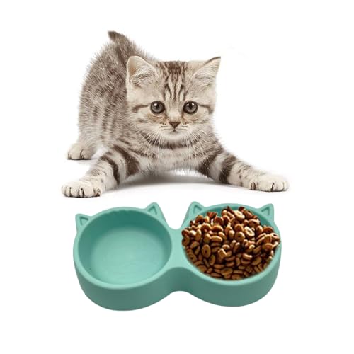 Clever Twin Bowl Katzenfutterstation – einfach, elegant, leicht, präzise, proportionierte Mahlzeiten, Trockenfutter, Wasser, Flüssigkeit, Katzen und Kätzchen, platzsparend, einfach und doch praktisch, von ProBytes