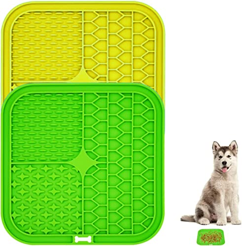 Pet Liking Mats - Slow Feeder für Hunde, Premium Leckpad mit Saugnäpfen zur Linderung von Angstzuständen, unzerstörbar langlebig (Gelb, Grün) von ProBytes