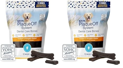 ProDen PlaqueOff 13 Dental Bones für mittelgroße und große Hunde – Entfernt Zahnstein, verbessert die allgemeine Mundgesundheit (13, Chicken) (Packung mit 2) von ProDen PlaqueOff