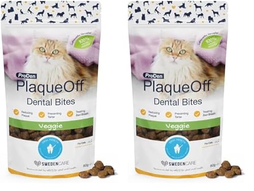 ProDen PlaqueOff Dental Bites für Katzen, 60 g, gegen Mundgeruch, Plaque, Zahnstein (Packung mit 2) von ProDen PlaqueOff