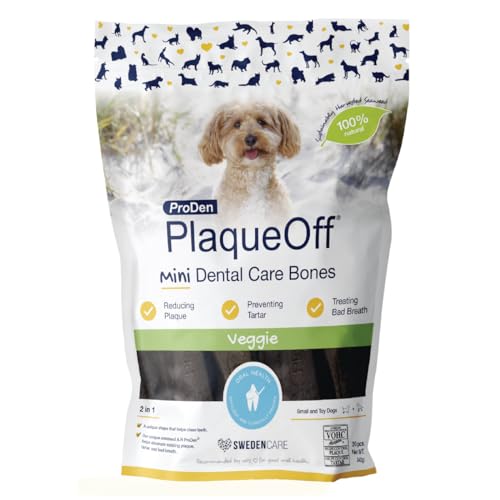 ProDen PlaqueOff Mini Dental Knochen für kleine Hunde und Zwerghunde, Gemüsemix (20er-Packung – 340 g) von ProDen PlaqueOff