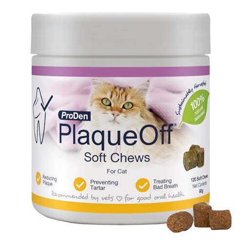 ProDen PlaqueOff Soft Chews, Natürliche Zahnpflege Katzen, Snacks, Katzen Zahnpflege Snacks gegen Mundgeruch, Zahnstein entfernen, 120 Stück ProDen PlaqueOff Soft Chews, Natürliche Zahnpflege Katzen, Snacks, Katzen Zahnpflege Snacks gegen Mundgeruch, Zahnstein entfernen, 120 Stück von ProDen PlaqueOff