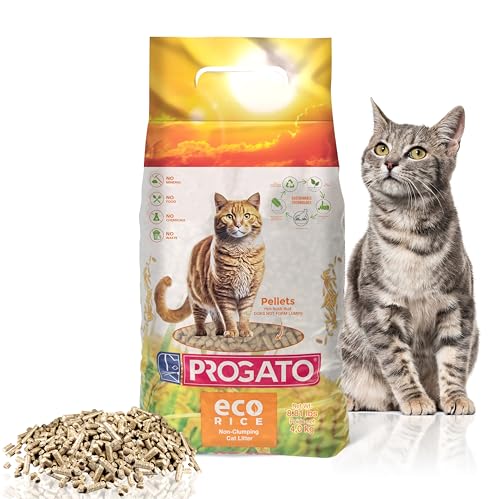 Progato Ecorce Katzenstreu, nicht klumpend, aus Bio-Reisrückständen, biologisch abbaubar, ohne Mineralien und ohne Chemikalien, 100% nachhaltig, 4 kg von ProGato