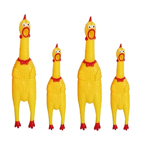 ProLeo 4 Stück Gummi Schreiend Hühner Spielzeug Gelb Gummi Quietschen Hühner Spielzeug Neuheit und Dauerhaft Gummi Huhn, Dekompression Werkzeug Gadgets von ProLeo
