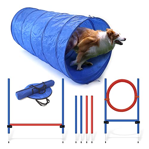 LEMODO Agility Set Hunde | Hundetraining mit Agility Hürde, Hundetunnel und Sprungring | Einfach zu transportierendes Hundetraining Zubehör | Einsteiger-Set in den Hundesport von NATIV