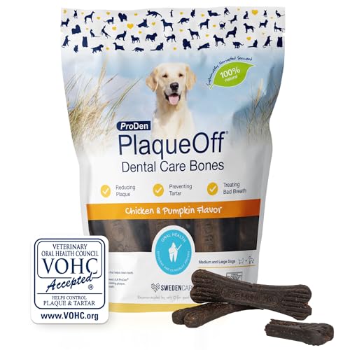 ProDen PlaqueOff Dental Knochen für Hunde, Hühnchen und Kürbis (13er-Packung – 485 g), gegen Mundgeruch, Plaque, Zahnstein von ProDen PlaqueOff