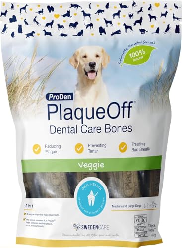 ProDen PlaqueOff Dental Knochen für Hunde, Gemüsemix (13er-Packung – 485 g), gegen Mundgeruch, Plaque, Zahnstein von ProDen PlaqueOff