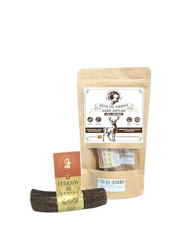 Hirsch-Beißring für Hunde (Größe L) - Hirschgeweih, beruhigt Stress und Angst, reduziert Zahnstein und Plaque 76 g - 150 g, (L) von Productos naturales ECOMORDISCOS