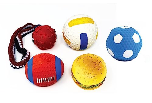 Professional Class- Voted No.1 for Quality Hundebälle 4er Set Quietschbälle für Hunde inkl. 1 Solid Flex Hundespielzeug Spielball mit Griff von Professional Class- Voted No.1 for Quality