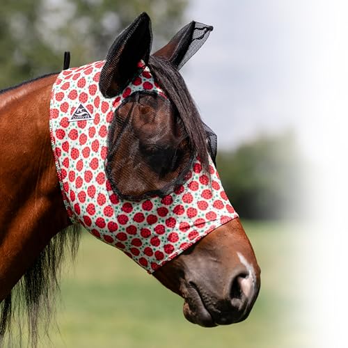 Professional's Choice Comfort-Fit Fliegenmaske | glattes, dehnbares Material | Netz um die Augen und Ohren ermöglicht klare Sicht und hält Fliegen und Insekten fern | Marienkäfer-Glücksbringer von Professional's Choice