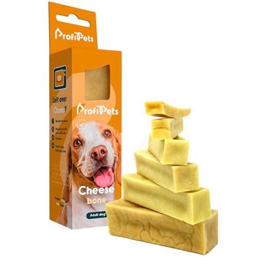 ProfiPets Cheese Bone | Käseknochen für alle Hunde von 5-10 kg | 2er Pack S Käsesnack | 2X 48 g Hundesnack | Zahnpflege Hund | Kausnack nach Himalaya-Rezeptur | Kaukäse mit 65% Protein | Churpi von ProfiPets