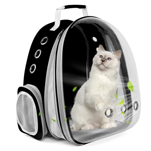 PROKEI Katzenrucksack, erweiterbar, für Haustiere geeignet, für Katzen und Welpen bis zu 9 kg, Schwarz von Prokei