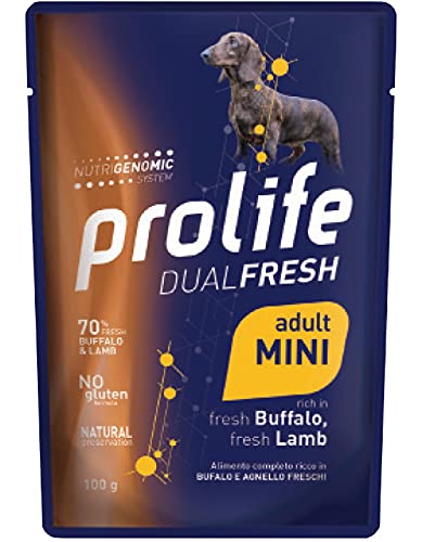 Prolife Dual Fresh Adult Frischer Büffel & frisches Lamm - Mini Packung mit 10 Beuteln à 100 Gramm von Prolife