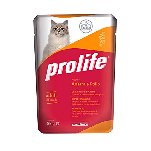 Prolife Katzen-Multiguster, für Erwachsene, 85 g, Ente und Huhn. von Prolife