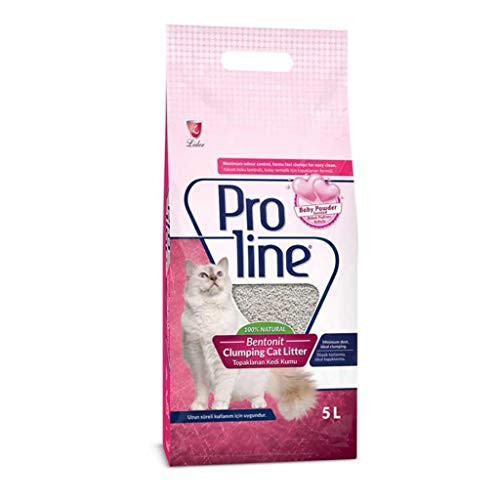 Pro Line Clumping Cat Litter Flocked Katzenstreu Babypuder 5L * 4 Stück von Proline