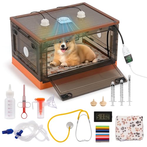 Inkubator für Welpen, Welpenbrutkasten mit Heizkissen, Isoliertes Design mit komplettem Zubehör Brutkasten für Hunde, Welpen und Kätzchen (groß) von Proshine