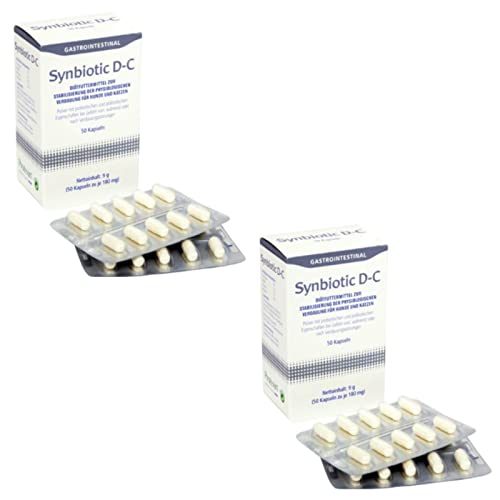Protexin Synbiotic D-C zur Unterstützung bei Verdauungsstörungen bei Hunden und Katzen - Doppelpack - 2 x 50 Kapseln von Protexin
