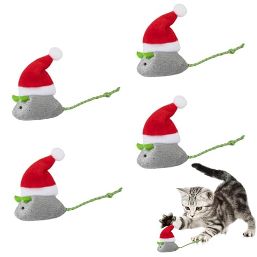 Proypiax Katzen-Weihnachtsspielzeug,Mäuse-Katzenspielzeug - 4 Stück Mäusespielzeug Katzenminze Weihnachtsspielzeug - Weihnachtliches Katzenspielzeug mit Katzenminze für Interaktion und Proypiax Katzen-Weihnachtsspielzeug,Mäuse-Katzenspielzeug - 4 Stück Mäusespielzeug Katzenminze Weihnachtsspielzeug - Weihnachtliches Katzenspielzeug mit Katzenminze für Interaktion und von Proypiax