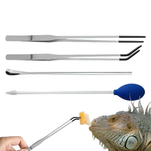 Proypiax Reptilien -Fütterungslöffel, Reptilienfütterung,Aquarium -Fütterungsset 4 Teile mit Gummispitze | Komfortable professionelle Terrarium -Reptilienversorgung für Gecko Bart Drache von Proypiax