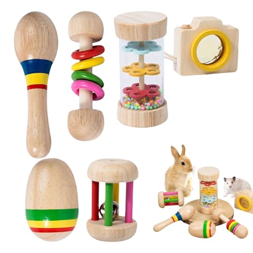 Proypiax Spielzeug für, Kaninchenspielzeug für Innen- 6X hölzerne Kaninchenanreicherung Spielzeug - Bite-resistente Haustier Spielen Zähne Mahlen, niedliche Tierbehörden Accessoires, Hamster Teether, von Proypiax