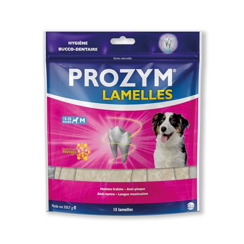 Prozym 15 Lamellen für Hunde, Kauzahnpflege, Nr. 1 bei Tierärzten, Frischer Atem, Anti-Zahnstein, Anti-Plack, gesundes Zahnfleisch (M) von Prozym