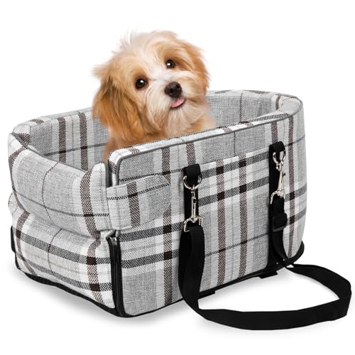 Prpeko Mittelkonsolensitz für kleine Hunde und Welpen, zusammenklappbarer Haustier-Autositz mit weichem Kissen, Sicherheitsgurt, tragbare Armlehne für Hunde und Katzen unter 6,8 kg (Gittergrau) Prpeko Mittelkonsolensitz für kleine Hunde und Welpen, zusammenklappbarer Haustier-Autositz mit weichem Kissen, Sicherheitsgurt, tragbare Armlehne für Hunde und Katzen unter 6,8 kg (Gittergrau) von Prpeko