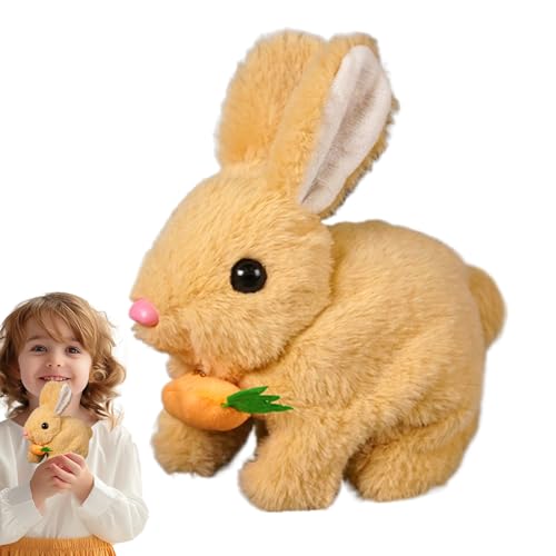 Pruojhw Kaninchenspielzeug, interaktiv, realistisch, elektrisch, aus Plüsch, für Ostern, Sprünge, Kontraktionen und zitternde Ohren, interaktives Spielzeug, , niedliche Puppen von Pruojhw