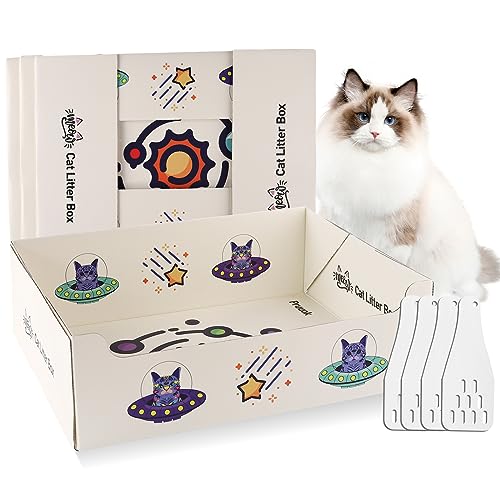 Pruuok Einweg-Katzentoilette für Katzen, 4 Stück, doppellagig, wasserdicht, schnell und einfach zu entsorgen, tragbare Reise-Katzentoilette für Kätzchen, 37,6 x 29,5 x 11,9 cm von Pruuok
