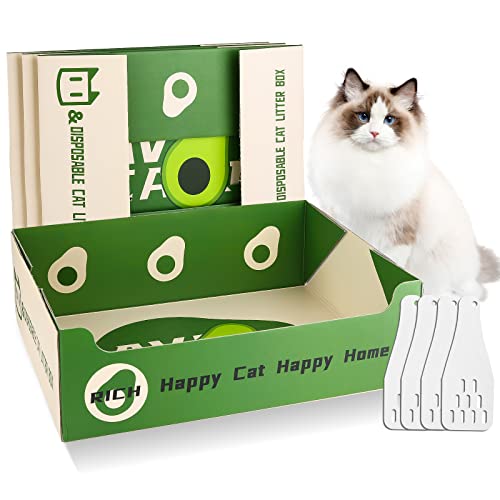 Pruuok Einweg-Katzentoilette für Katzen, 4 Stück, doppellagig, wasserdicht, schnelle und einfache Entsorgung, tragbare Reise-Katzentoilette für Kätzchen, 37,6 x 29,5 x 11,9 cm von Pruuok