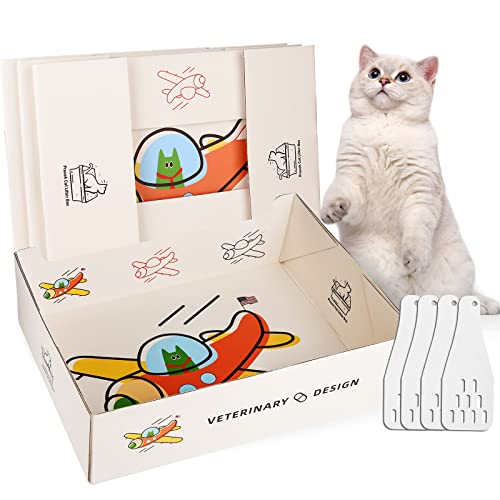 Pruuok Einweg-Katzentoilette für Katzen, 4 Stück, doppellagig, wasserdicht, schnelle und einfache Entsorgung, tragbare Reise-Katzentoilette für Kätzchen, 37,6 x 29,5 x 11,9 cm von Pruuok