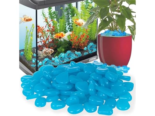 Przydasie 100 Stück Bunte Leuchtsteine Kieselsteine – Fluoreszierende Pebble Steine leuchten im Dunkeln für Aquarium, Garten, Kinderzimmer Dekor (Blau) Dekosteine Fluoreszierend, Gartensteine von Przydasie