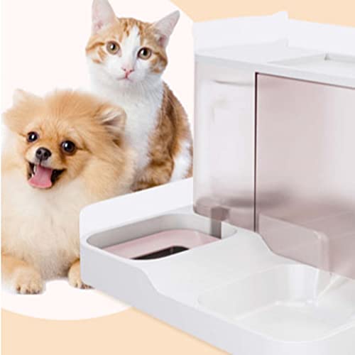 Pssopp Automatischer Futterautomat für Katzen, Wasserspender, Wassernapf, 2 in 1, Großer Kapazität, Transparentes Fenster, Automatischer Futterautomat für Hunde und Katzen (Rosa) von Pssopp