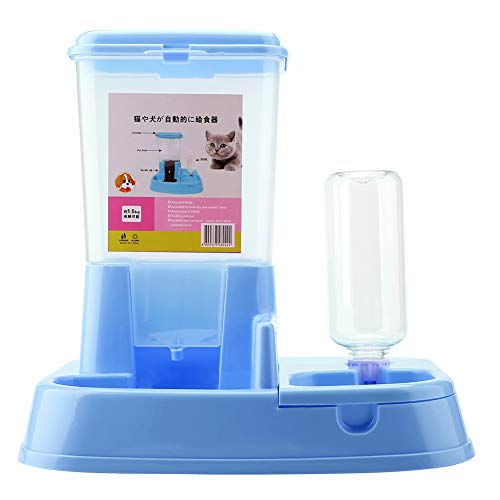Automatischer Futterspender für Wasserflaschen, 2-in-1-Design für Katzen und Hunde, Großes Fassungsvermögen, Einfach zu Bedienen und Nachzufüllen (Blue) von Pssopp