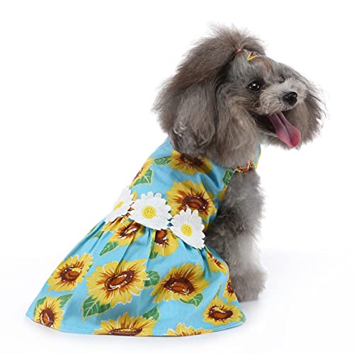 Pssopp Blumen Hundekleid Bequeme Mädchen Welpen Kleidung Hundekleidung Prinzessinnen Kleider für Kleine Hunde Katzen Frühling Sommer (M) von Pssopp