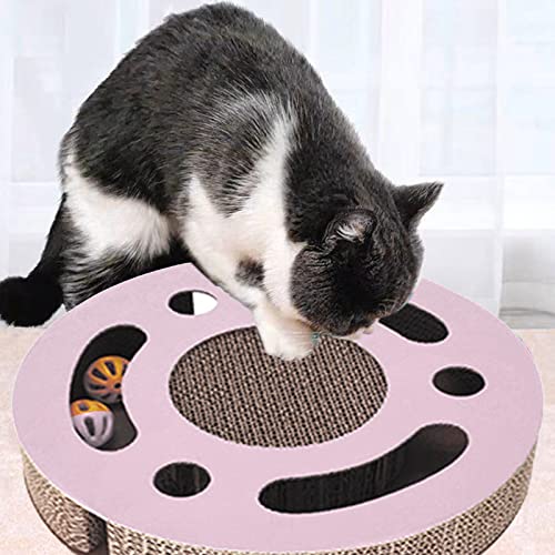 Cat Scratcher Toy, Cat Scratcher Pad Toy Interactive Training Exercise Play Toy Kitten Scratch Toy with Bell Ball (Rosa) von Pssopp