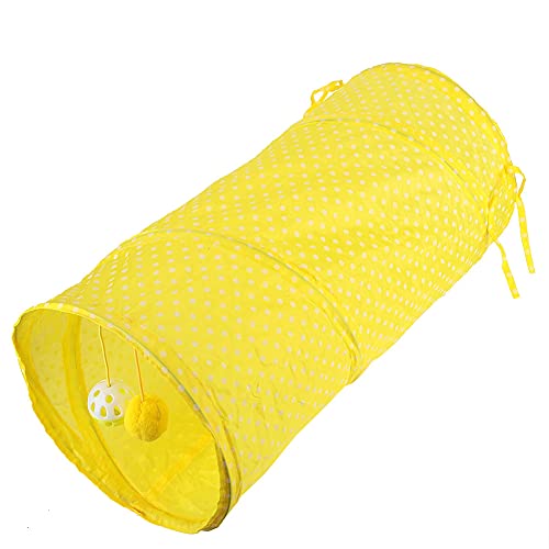 Cat-Tunnel, Interaktives Haustunnelspielzeug mit Raschelnem Geräusch, Nicht Rutschem und Zusammenklappbarem Design, Langem Tunnel für Kitty, Kaninchen, Welpen und Kleine Hunde mit 2 Bällen, (YELLOW) Cat-Tunnel, Interaktives Haustunnelspielzeug mit Raschelnem Geräusch, Nicht Rutschem und Zusammenklappbarem Design, Langem Tunnel für Kitty, Kaninchen, Welpen und Kleine Hunde mit 2 Bällen, (YELLOW) von Pssopp