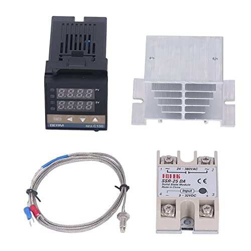 Pssopp Digitaler Temperaturregler PID-Temperaturregler-Kit 0‑400℃ Digitaler intelligenter Thermostat REX C100 25A von Pssopp