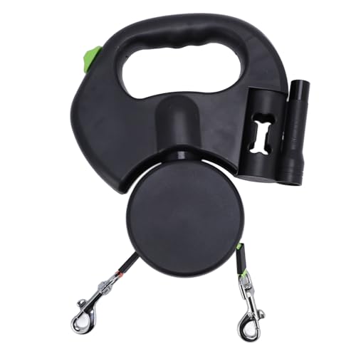 Doppelte Ausziehbare Hundeleine, Doppelköpfiges, Starkes, Elastisches Nylonseil, Haustier-Leine für Hunde, Spaziergänge, Laufen, Wandern, Joggen (Black) von Pssopp