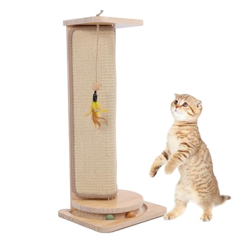 Eckkratzbrett für Katzen, aus Massivem Kiefernholz, Höhenverstellbar, Platzsparend, Zur Wandmontage, mit Katzenspielzeug für Katzen Im Innenbereich Eckkratzbrett für Katzen, aus Massivem Kiefernholz, Höhenverstellbar, Platzsparend, Zur Wandmontage, mit Katzenspielzeug für Katzen Im Innenbereich von Pssopp