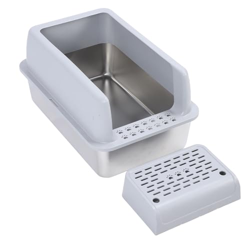 Edelstahl-Katzentoilette, Leicht zu Reinigen, Geschlossene, Auslaufsichere Katzentoilette mit Großem Fassungsvermögen und Pedal für Kleine, Mittelgroße und Große Katzen Edelstahl-Katzentoilette, Leicht zu Reinigen, Geschlossene, Auslaufsichere Katzentoilette mit Großem Fassungsvermögen und Pedal für Kleine, Mittelgroße und Große Katzen von Pssopp