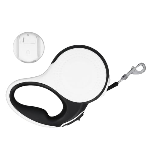 Einziehbare Hundeleine, Bequeme Griffgriff Pet Leine mit Licht für das Gehen Im Freien in Verschiedenen Wanderumgebungen 5m (White) von Pssopp