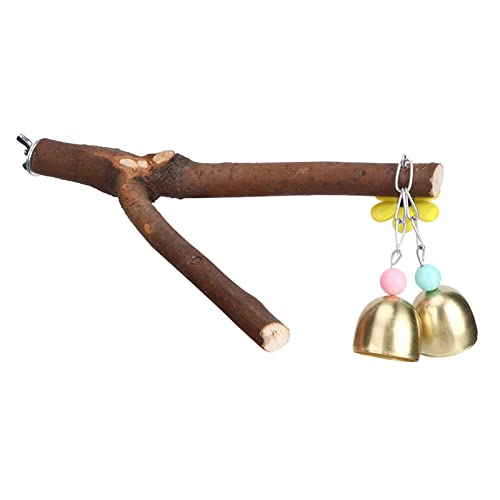 Fdit Vogelkäfig Barsche, Natürliche Holz Papagei Gabel Barsch Zweige Vogelkäfig Steht Plattform Haustier Vogel Spielzeug mit Glocken (Gelbe Glocke) von Pssopp