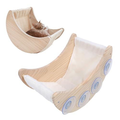 Fenster Montiertes Katzenbett, Massives Kiefernholzmaterial Bequem und Waschbar Bequemes Katzenfensterbett mit Starker Saugbecher für Innenkatzen Fenster Montiertes Katzenbett, Massives Kiefernholzmaterial Bequem und Waschbar Bequemes Katzenfensterbett mit Starker Saugbecher für Innenkatzen von Pssopp