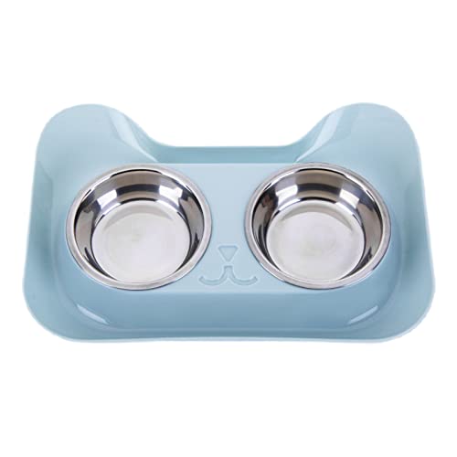 Futterstation für Katzennäpfe Niedliche Form Leicht zu Reinigen Doppel Hundenäpfe aus Edelstahl für Kleine Hunde und Katzen (Blau) von Pssopp