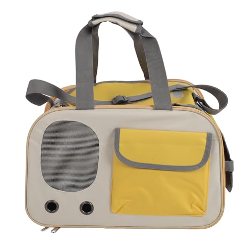 Haustier-Tragetasche, Atmungsaktive, Faltbare Katzen-Reisehandtasche mit Verstellbarem Riemen für Outdoor-Wandern, Camping oder Andere Aktivitäten (Yellow) von Pssopp