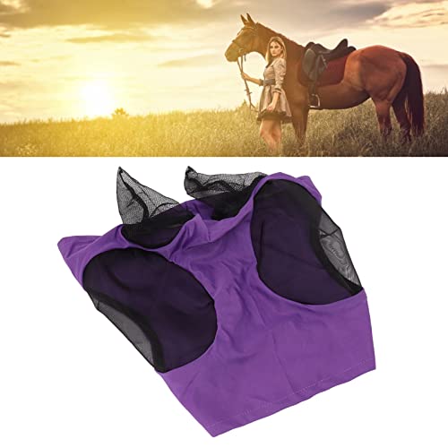 Horse Mesh Fly Mask Atmungsaktive Elastische Pferdegesichtsmaske mit Ohrenschutz Reitsportausrüstung (Lila) von Pssopp