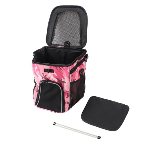 Hundefahrradkorb, Wasserdichter Hundefahrradkorb-Rucksack, Atmungsaktiver und Abnehmbarer Hundeträger, Geräumiger und Bequemer Fahrradkorb für Outdoor-Aktivitäten (Rosa Camo) von Pssopp